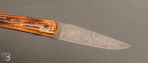   Couteau " Le Passager " de Pierre Thomas - Atelier Odae - Os cerfé et 14c28N