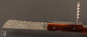 Couteau " Le Vendredi " par Perceval façon " écaille de tortue " et lame damas