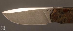 Couteau  "  Liner-lock " custom par Guy Poggetti - Micarta WW2 et elmax