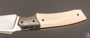  Couteau  "  Liner-lock custom " de Berthelemy Gabriel - La Forge Agab - Ivoire de mammouth et RWL34