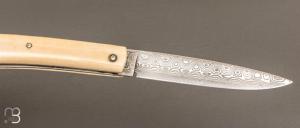   Couteau "Mandrin" de collection par Philippe Voissière - Ivoire de mammouth et lame Damasteel®