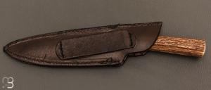 Couteau Semi intégral custom fixe de Israel Nascher  - Bois de cerf et damas