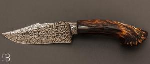 Couteau Semi intgral damas custom fixe de Samuel Lurquin - Cerf Sambar