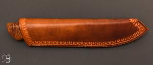 Couteau " Skinner " droit en Loupe d'acacia par Christophe Andrian