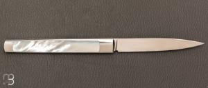 Couteau " Slipjoint " custom de Lionel Lalague - Nacre et lame en RWL34