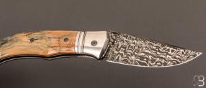   Couteau " Spartan  "  custom lock-back par Raphaël Durand - Damas de Samuel Lurquin