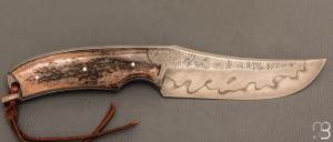  Couteau " Sparus " fixe forgé par Guy Poggetti - Bois de cerf et C105