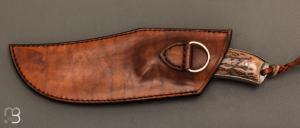  Couteau " Sparus " fixe forgé par Guy Poggetti - Bois de cerf et C105