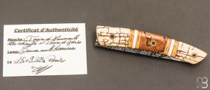  Couteau " le Thiers® " par Tim Bernard - Ivoire de mammouth / Morse et lame damas multi barreaux