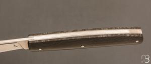   Couteau " Trappeur " custom à cran plat de Julien Baillon - Fibre de carbone et RWL34