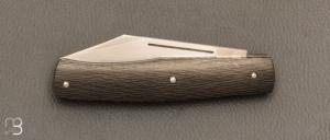   Couteau " Trappeur " custom à cran plat de Julien Baillon - Fibre de carbone et RWL34