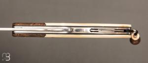 Couteau  "Truand lock-back" par Tony Ruot - Ivoire de phacochère et loupe de chêne