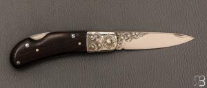    Couteau " Lock Back " de collection par Henry Frank - Ébène et argent