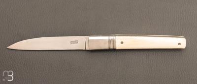   Couteau " custom " Liner lock de Giuseppe Pala - Ivoire de mammouth et lame en RWL34