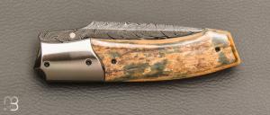   Couteau " custom " de Berthelemy Gabriel - La Forge Agab - Ivoire de mammouth et lame damas