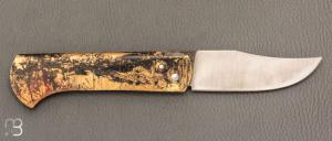 Couteau " piémontais " par David Margrita - Mbull Knives - Laiton plié et lame en XC75