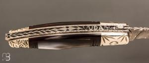   Couteau pliant par Joseph Uda - Nacre noire et damas