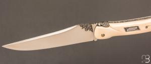   Couteau " Laguiole 15 CM Queue de Scorpion " de Jérôme Lamic - ivoire de mammouth