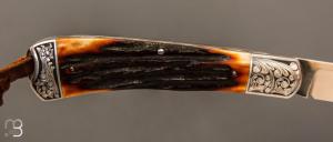 Couteau de poche " Single Blade Trapper " par Bill Ruple - Gravure Joe Mason