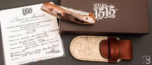    Couteau 1515 collection " Primitif " par Manu Laplace - Ivoire de mammouth et lame damas