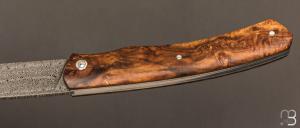   Couteau " 1820 Berthier " par Anthony Brochier - Damas multi-barreaux et loupe de buis stabilisée