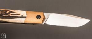   Couteau " Barlow " custom par Romain Lopez - Bois de cerf et RWL34