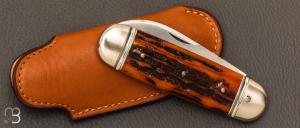   Couteau " Bouledogue  " par Romain Alvarez - Os cerfé et RWL34