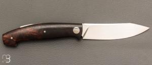    Couteau " Burpee " lock back custom par Frédéric Collin - Bois de fer et lame en RWL34