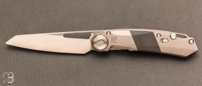 Couteau " Snecx Terra " Blue Titanium inlay par CKF Knives et Snecx Tan