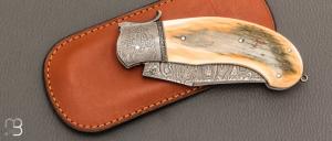 Couteau " Champagny " custom à palanquille de Jérôme Bellon - Mammouth et damas