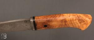  Couteau  "  Custom fixe  " par Jean Paul Sire - Lame forgée acier damas et olivier