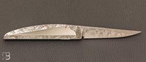   Couteau " HBP80 " de poche custom par Des Horn - Météorite Gibéon et Damasteel