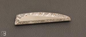   Couteau " HBP80 " de poche custom par Des Horn - Météorite Gibéon et Damasteel