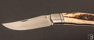   Couteau  "  Jacknife " custom de Jérôme Bellon - Bois de cerf et N690