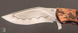 Couteau " Kukri folder " custom pliant par Milan Mozolic - WW2 Rag micarta et bronze