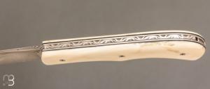 Couteau " Lanny's " cran carré de Sylvain Petit - Les Couteaux du Mitou - Phacochère et Damasteel