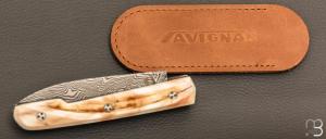 Couteau " Le Capi " par la Coutellerie Savignac - Ivoire de phacochère et lame en damasteel