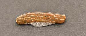  Couteau " Le DUCK de John Wayne " custom par Eric Depeyre - ivoire de mammouth et lames damas plume