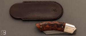 Couteau  "  Liner-Lock custom " par Florian Dreyer FD-Knives - Bois de fer et damas