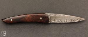  Couteau " Liner-Lock " damas et bois de fer d'Arizona par Alain & Joris Chomilier