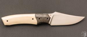  Couteau  "  Liner-lock custom " de Berthelemy Gabriel - La Forge Agab - Ivoire de mammouth et RWL34