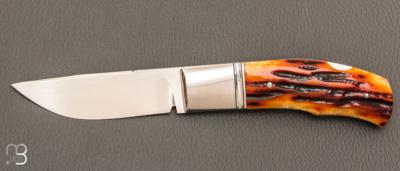 Couteau "Lock-Back  " par Honoré Vilain - RWL34 et Os cerfé