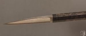 Couteau " Office type Japonais " par Nicolas Kowal - Loupe d'amboine et lame Suminagashi VG10