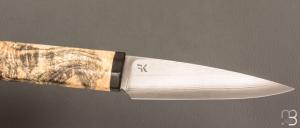   Couteau " Office type Japonais " par Nicolas Kowal - Marronnier stabilisé et lame Suminagashi VG10