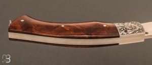   Couteau  "  custom " par Philippe Lemonnier - Loupe de bois de fer d'Arizona et lame en RWL34 