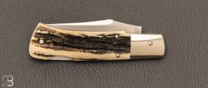  Couteau " Pompinette " pliant fait main par Bastien Toubhans - Atelier Beau Merle - Bois de cerf