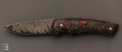 Couteau " Quetsche " Liner-Lock flipper par Louis Contat - Fatcarbon® et lame damas