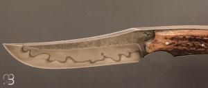  Couteau " Sparus " fixe forgé par Guy Poggetti - Bois de cerf et C105