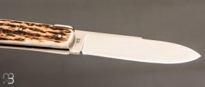   Couteau " Style Pradel " par Eric Albert - Bois de cerf et lame D2