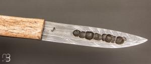   Couteau fixe " Yakut " bois de renne et damas par Jean-Luc Soubeyras